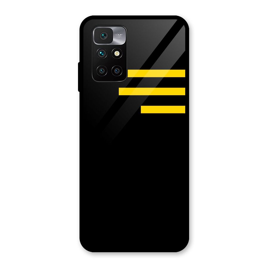 Sports Yellow Stripes Glass Back Case for Redmi 10 Prime