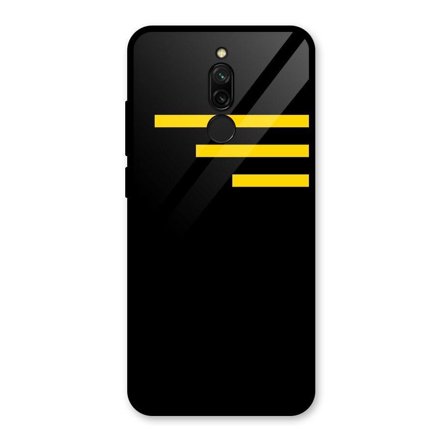 Sports Yellow Stripes Glass Back Case for Redmi 8