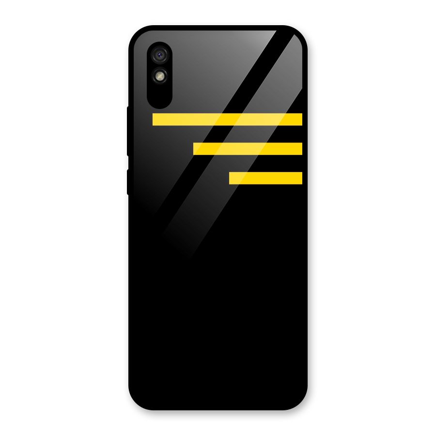 Sports Yellow Stripes Glass Back Case for Redmi 9A