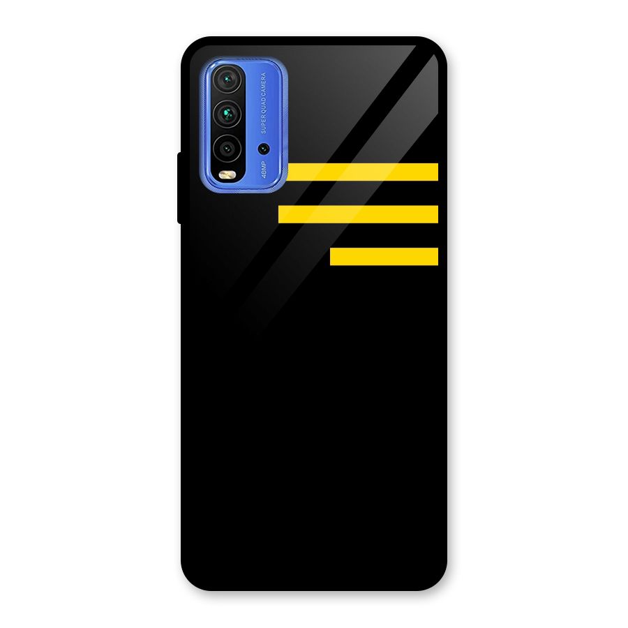 Sports Yellow Stripes Glass Back Case for Redmi 9 Power