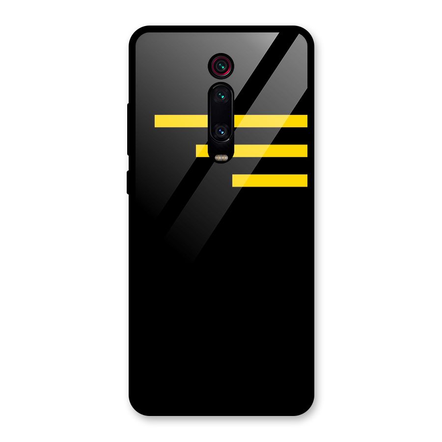 Sports Yellow Stripes Glass Back Case for Redmi K20 Pro