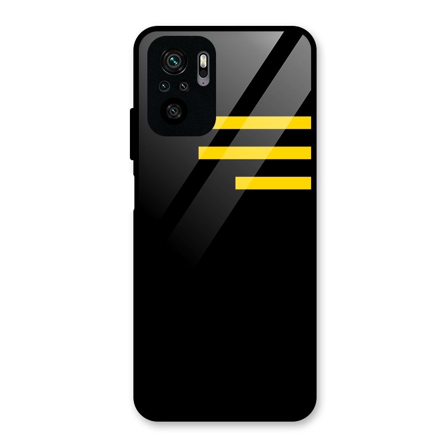 Sports Yellow Stripes Glass Back Case for Redmi Note 10S