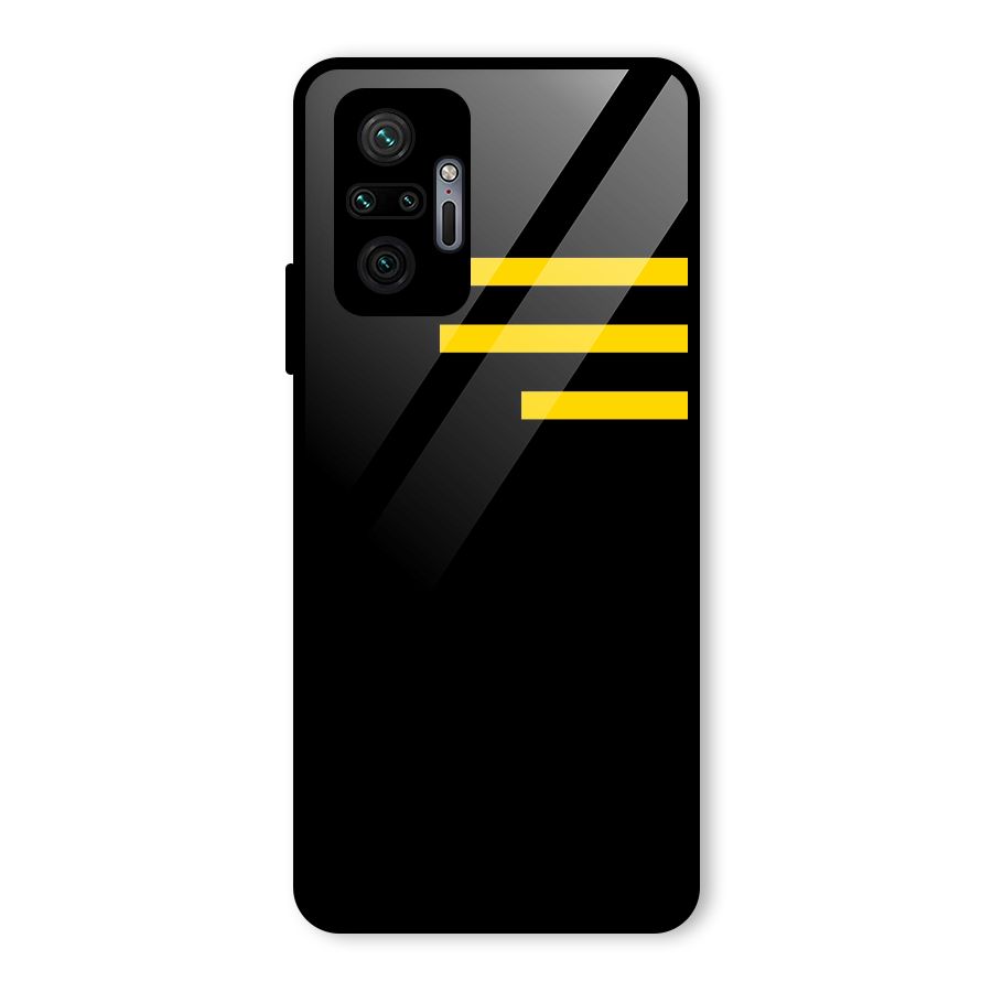 Sports Yellow Stripes Glass Back Case for Redmi Note 10 Pro