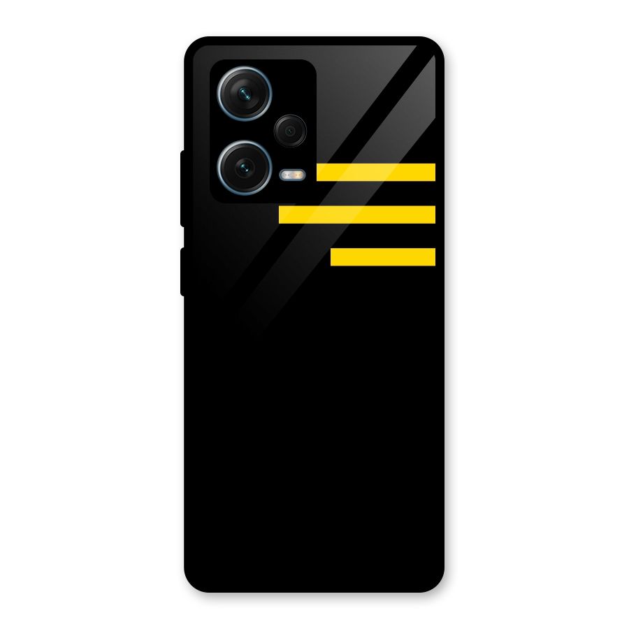 Sports Yellow Stripes Glass Back Case for Redmi Note 12 Pro Plus 5G