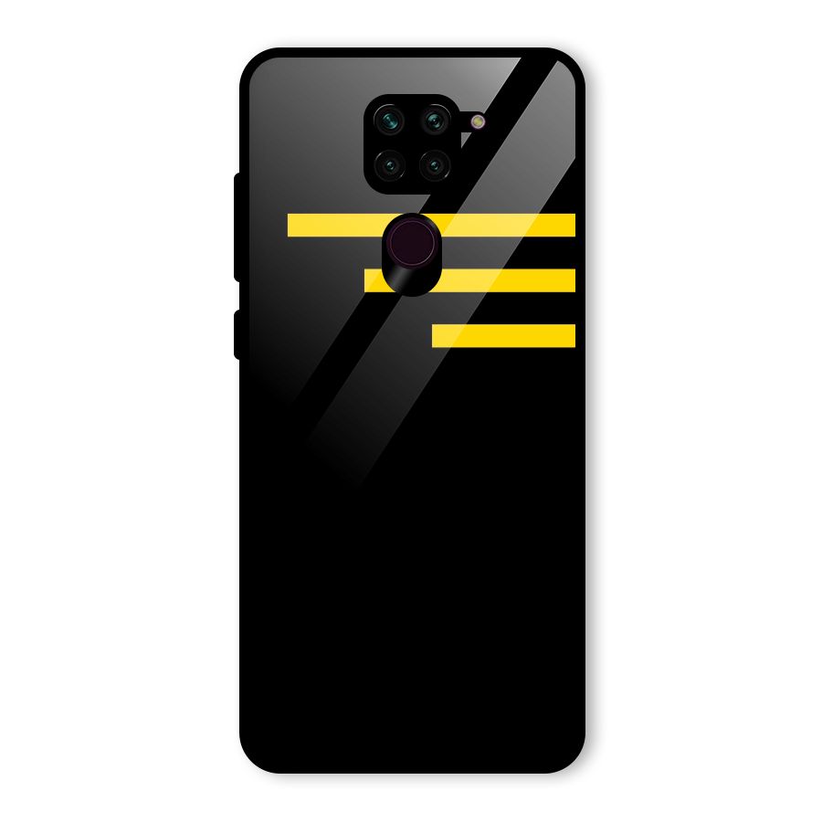 Sports Yellow Stripes Glass Back Case for Redmi Note 9
