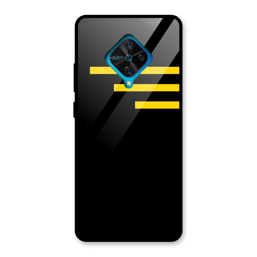 Sports Yellow Stripes Glass Back Case for Vivo S1 Pro