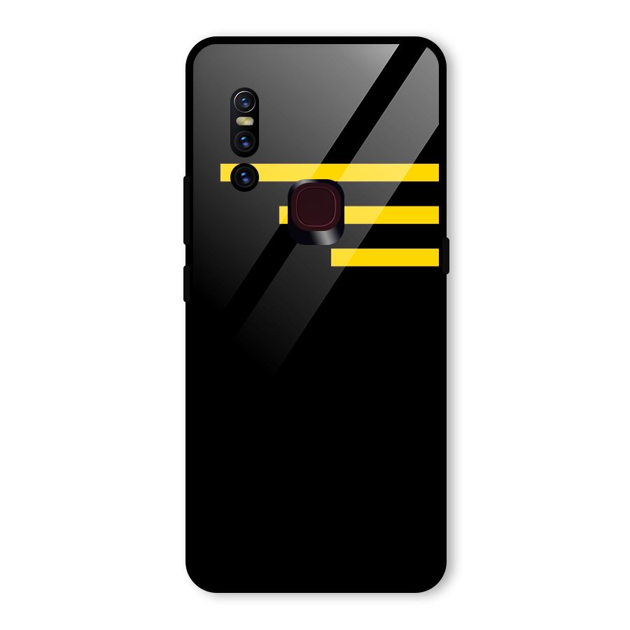 Sports Yellow Stripes Glass Back Case for Vivo V15
