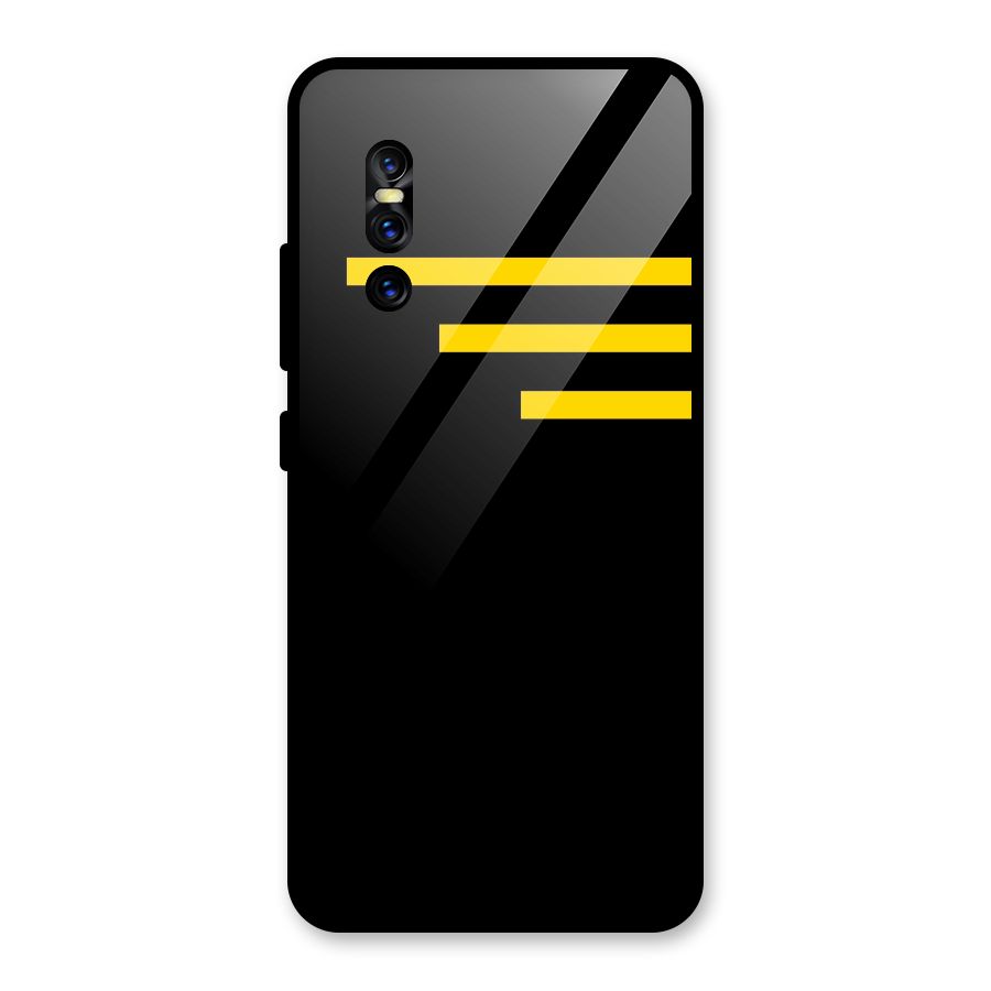 Sports Yellow Stripes Glass Back Case for Vivo V15 Pro