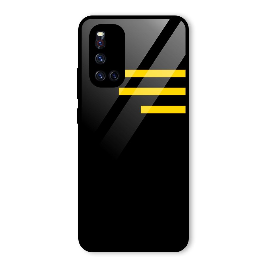 Sports Yellow Stripes Glass Back Case for Vivo V19