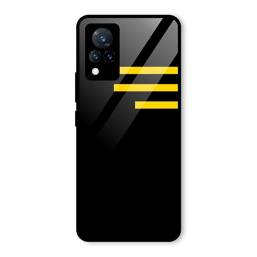 Sports Yellow Stripes Glass Back Case for Vivo V21 5G