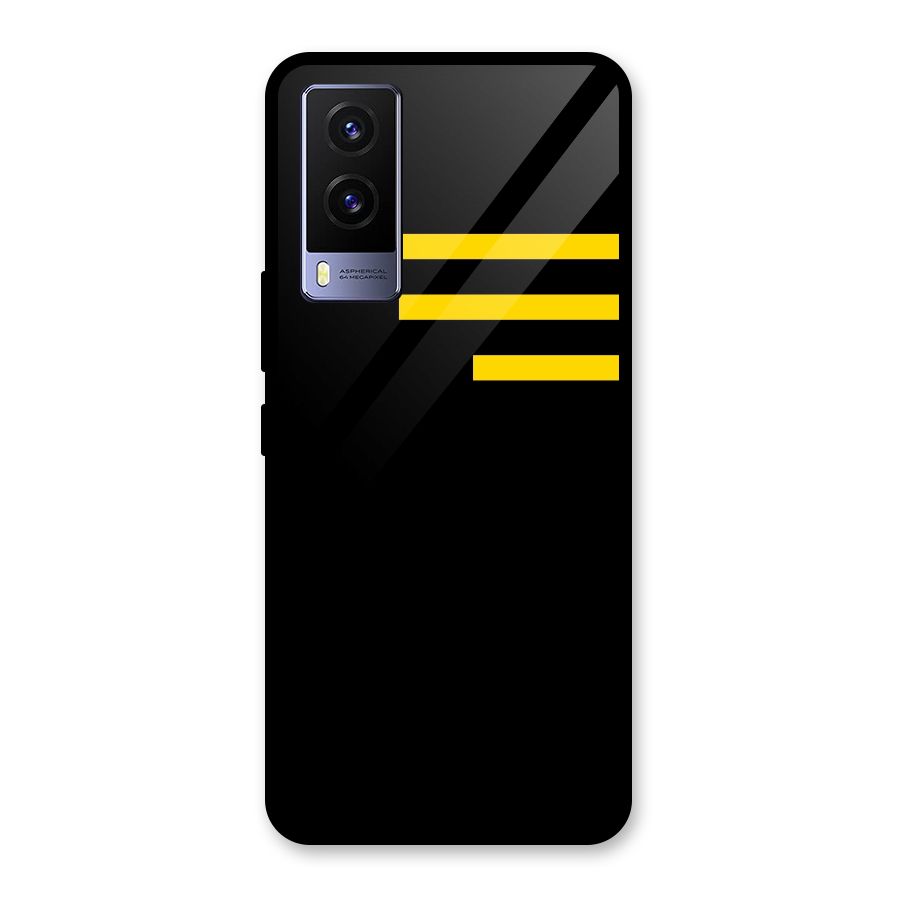 Sports Yellow Stripes Glass Back Case for Vivo V21e 5G