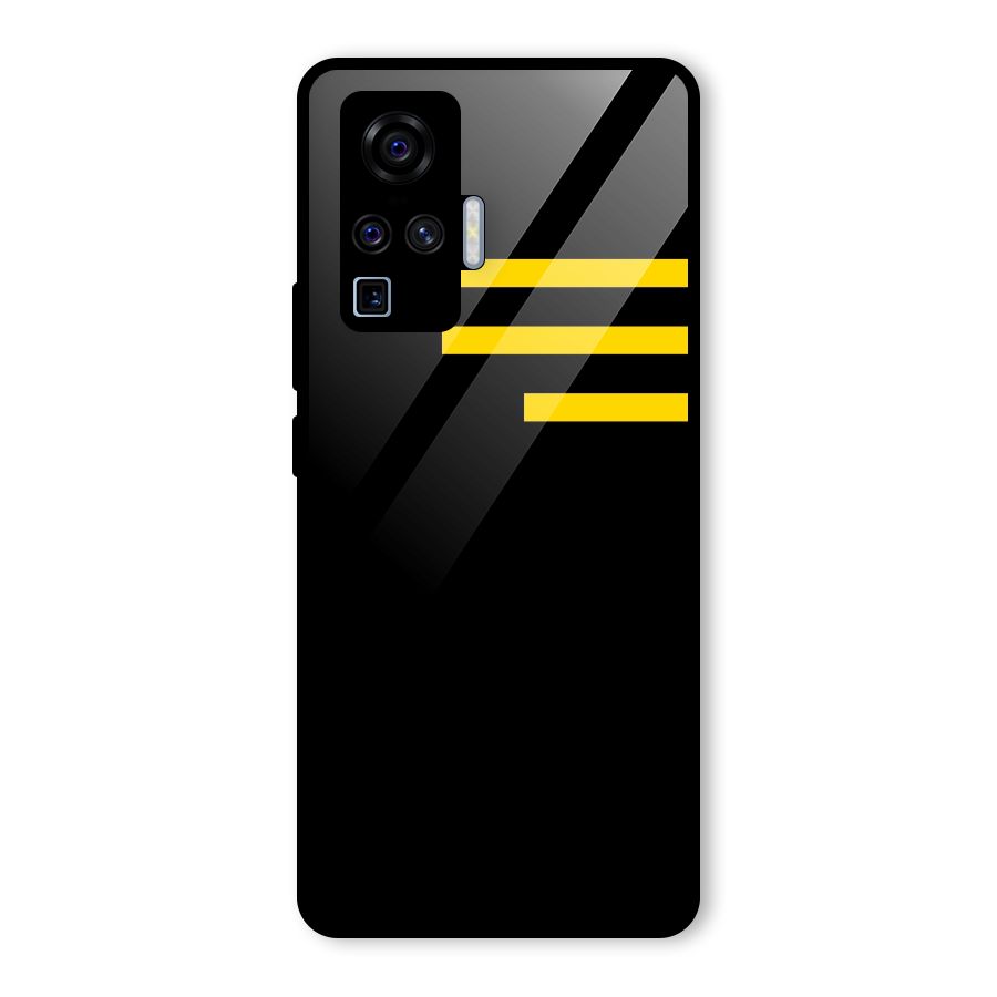 Sports Yellow Stripes Glass Back Case for Vivo X50 Pro