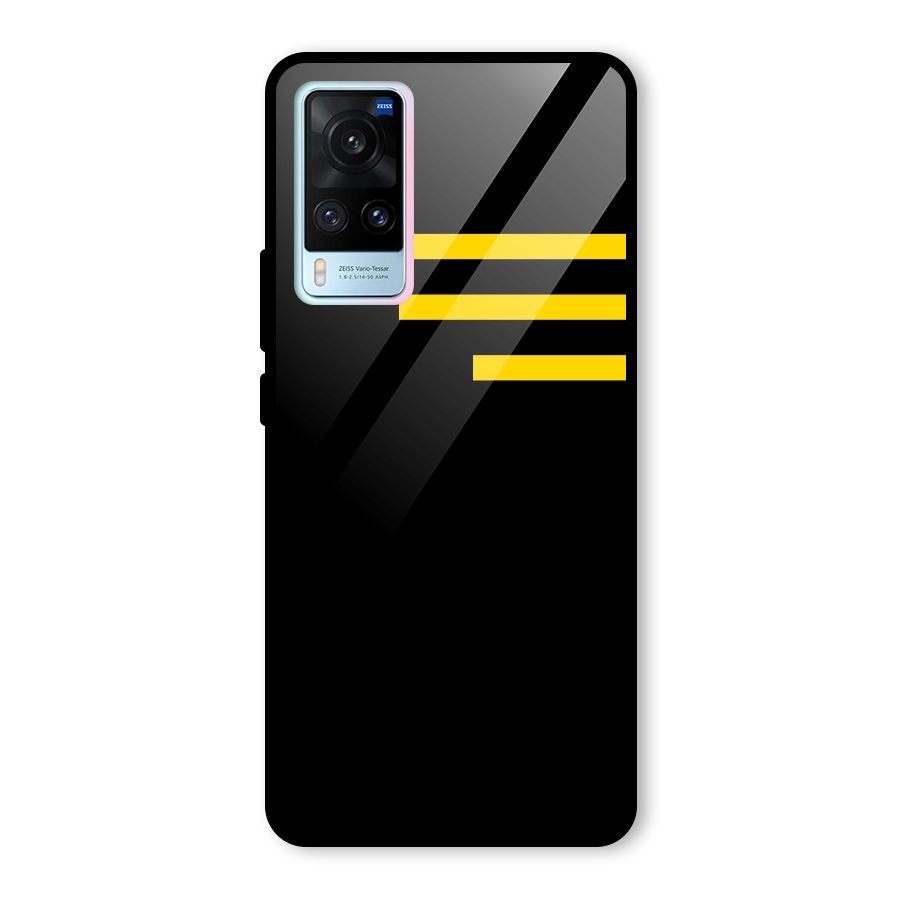 Sports Yellow Stripes Glass Back Case for Vivo X60