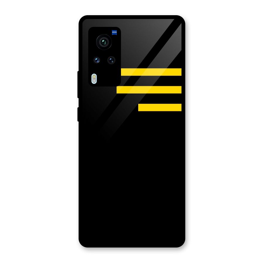 Sports Yellow Stripes Glass Back Case for Vivo X60 Pro
