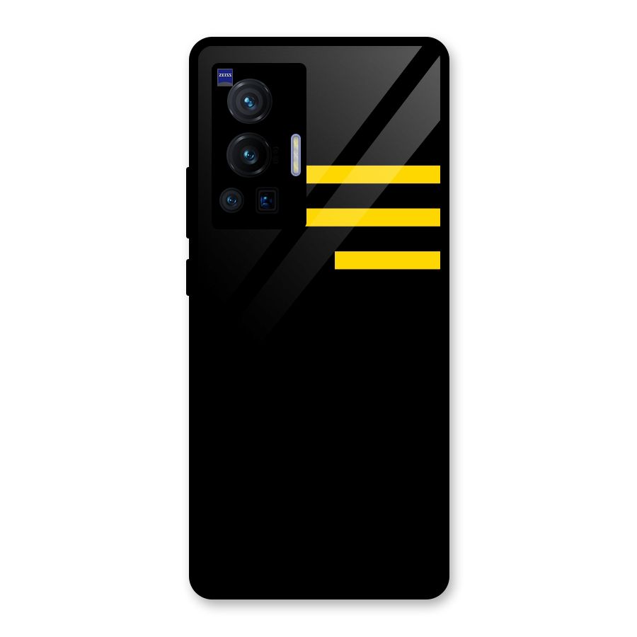 Sports Yellow Stripes Glass Back Case for Vivo X70 Pro