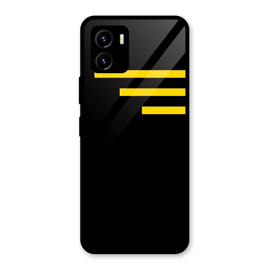 Sports Yellow Stripes Glass Back Case for Vivo Y15s