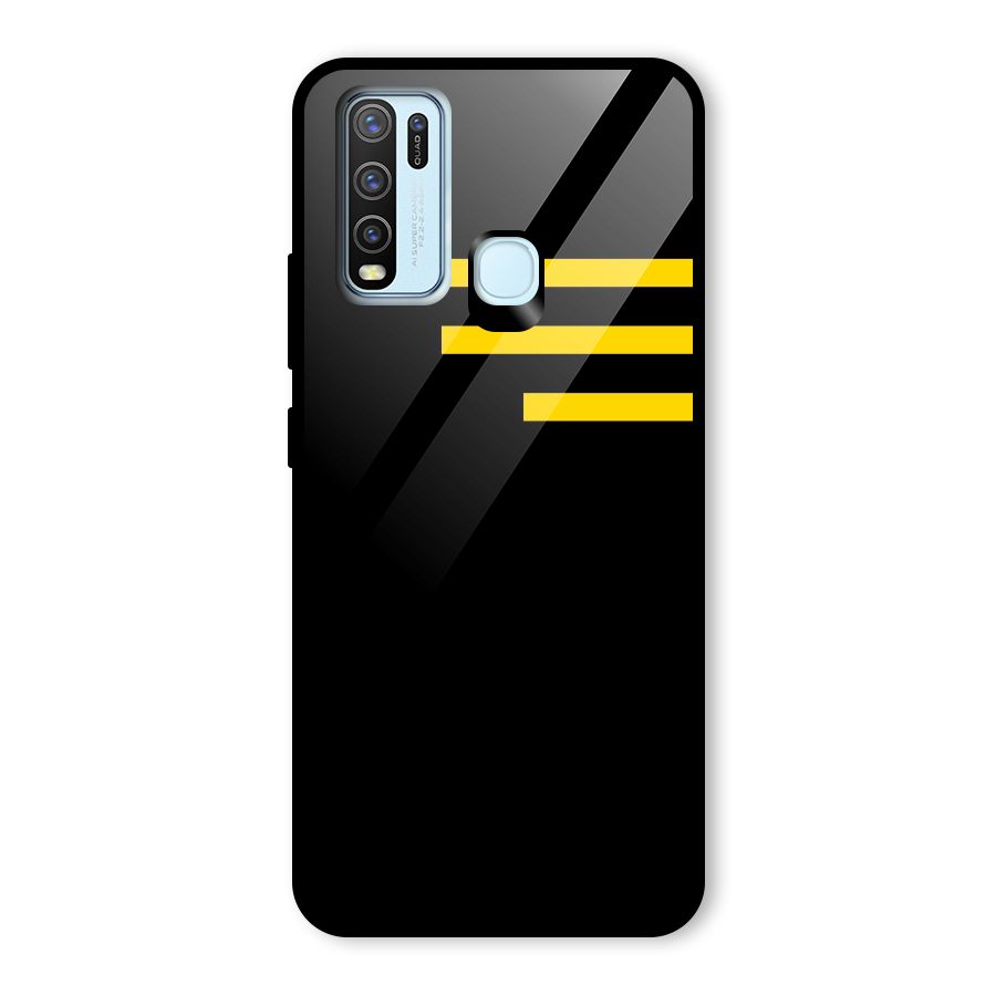 Sports Yellow Stripes Glass Back Case for Vivo Y30