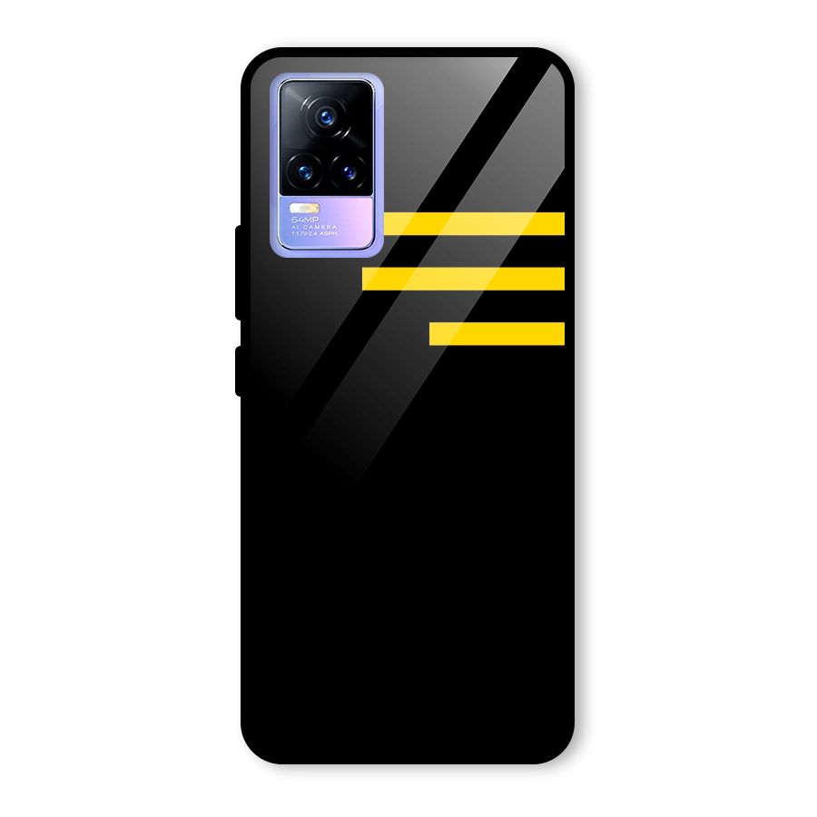 Sports Yellow Stripes Glass Back Case for Vivo Y73