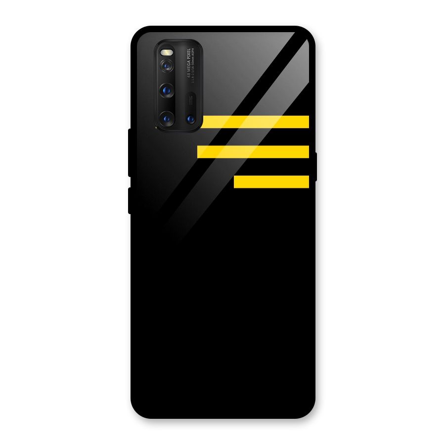Sports Yellow Stripes Glass Back Case for Vivo iQOO 3