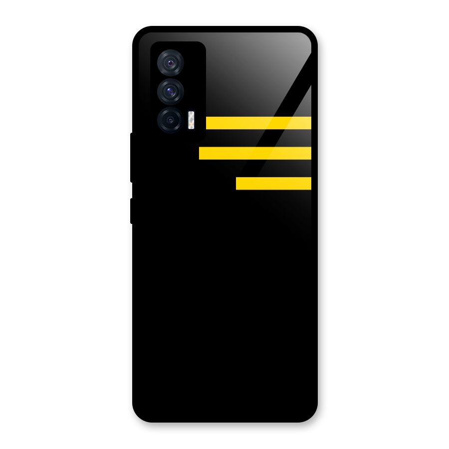Sports Yellow Stripes Glass Back Case for Vivo iQOO 7 5G