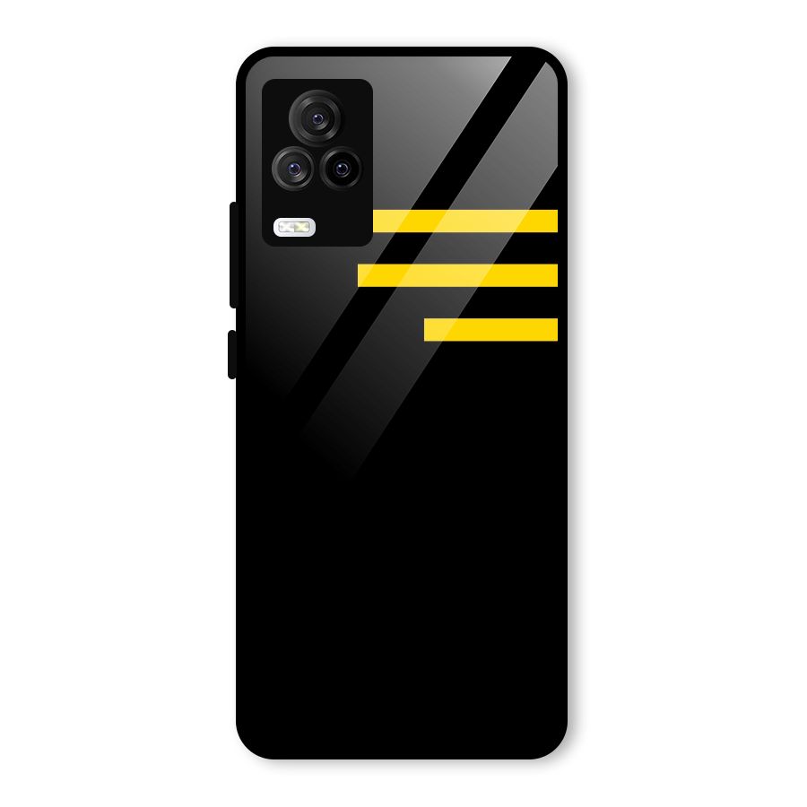 Sports Yellow Stripes Glass Back Case for Vivo iQOO 7 Legend 5G