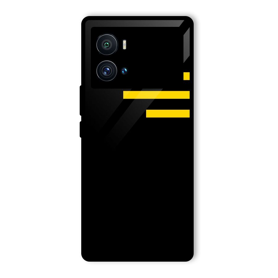 Sports Yellow Stripes Glass Back Case for Vivo iQOO 9 Pro