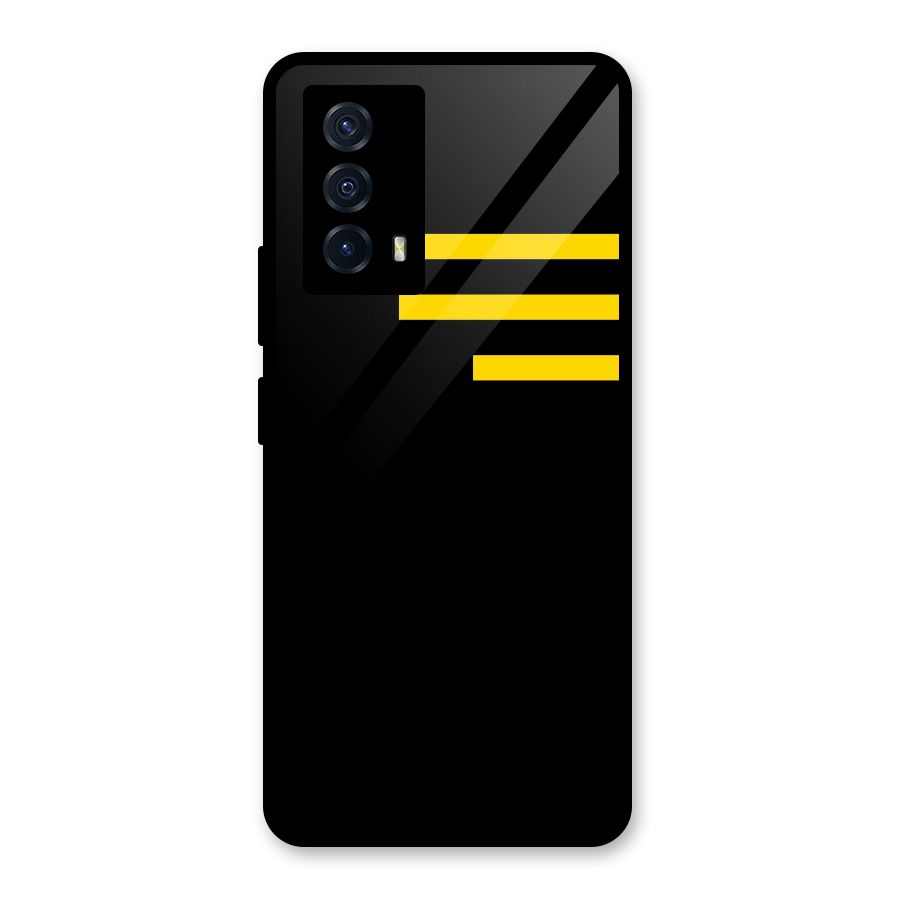 Sports Yellow Stripes Glass Back Case for Vivo iQOO Z5