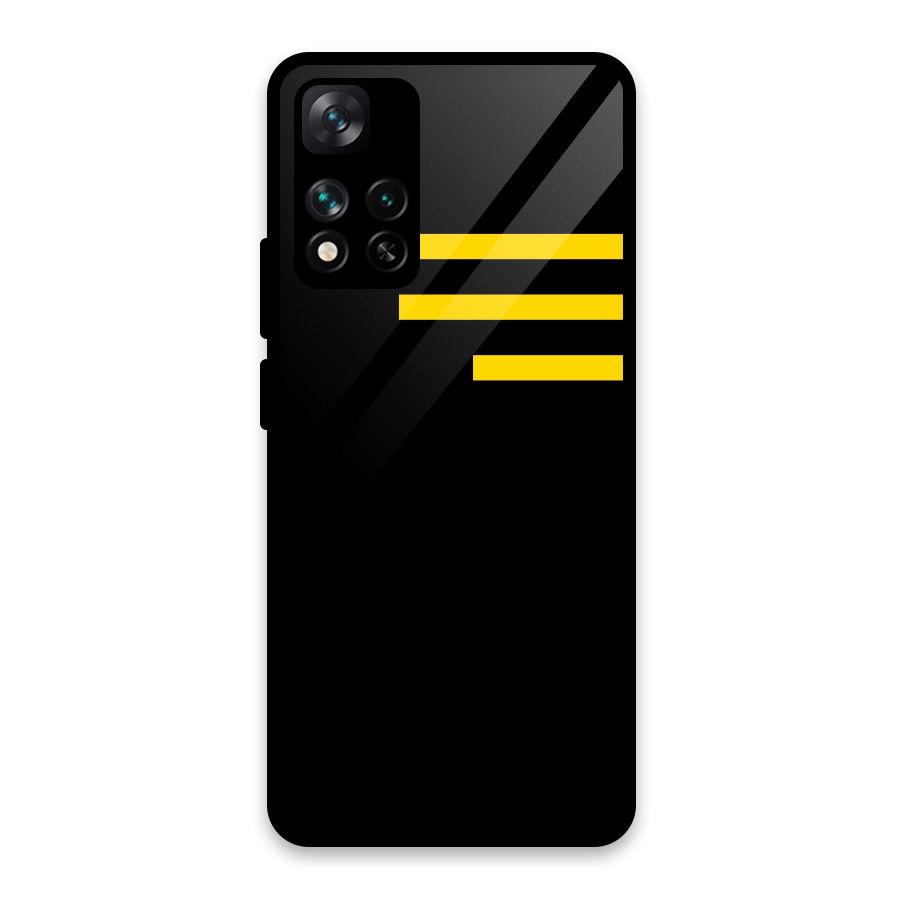 Sports Yellow Stripes Glass Back Case for Xiaomi 11i 5G
