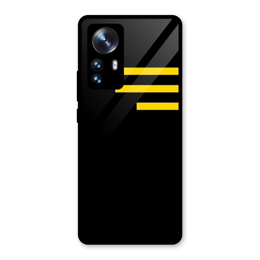 Sports Yellow Stripes Glass Back Case for Xiaomi 12 Pro