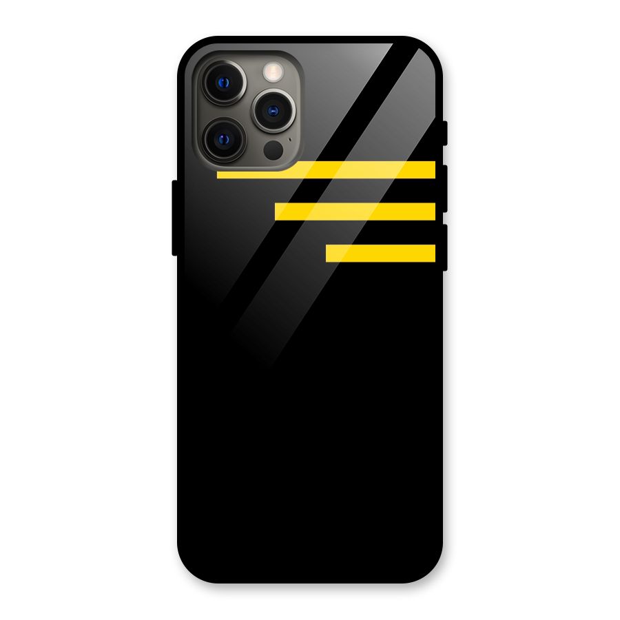 Sports Yellow Stripes Glass Back Case for iPhone 12 Pro Max