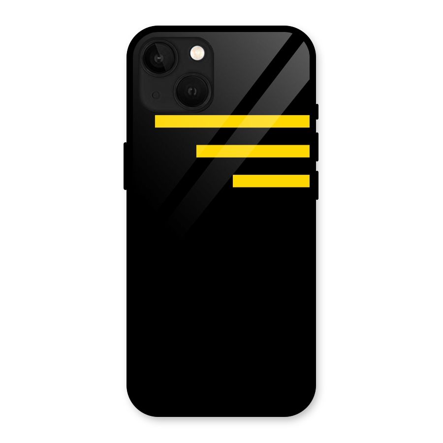 Sports Yellow Stripes Glass Back Case for iPhone 13