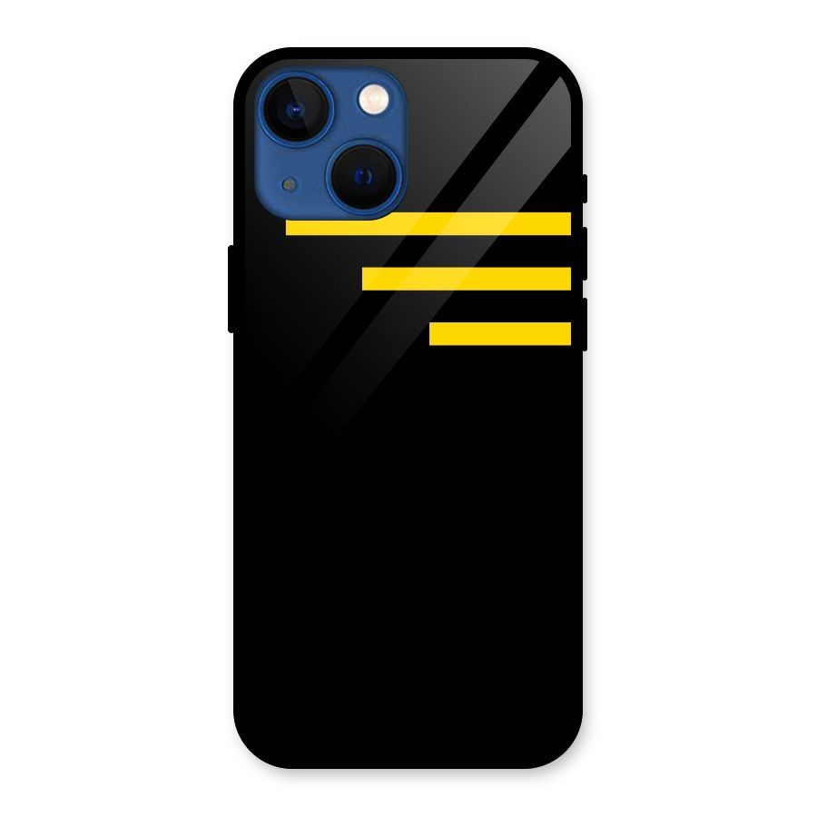 Sports Yellow Stripes Glass Back Case for iPhone 13 Mini