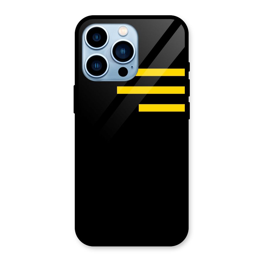Sports Yellow Stripes Glass Back Case for iPhone 13 Pro