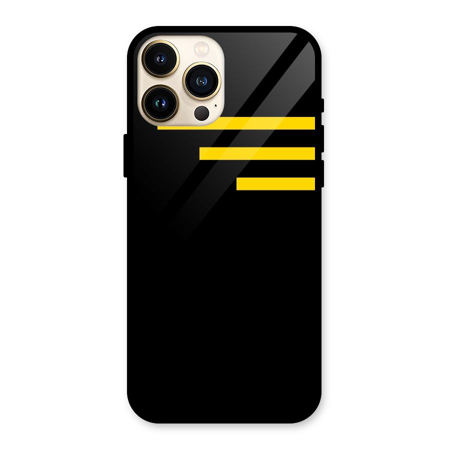 Sports Yellow Stripes Glass Back Case for iPhone 13 Pro Max