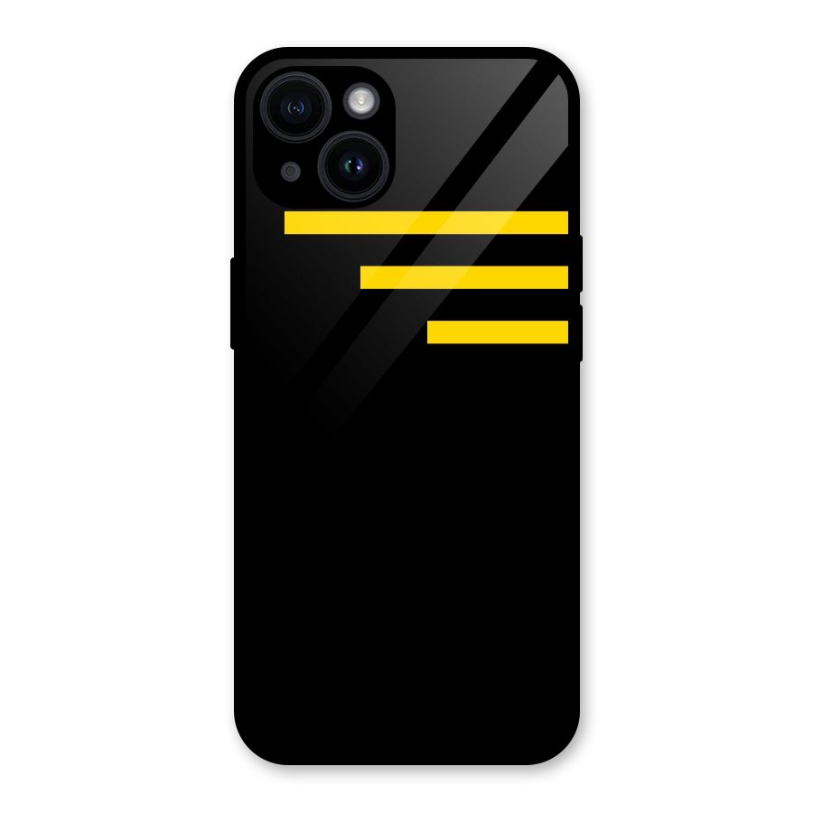 Sports Yellow Stripes Glass Back Case for iPhone 14