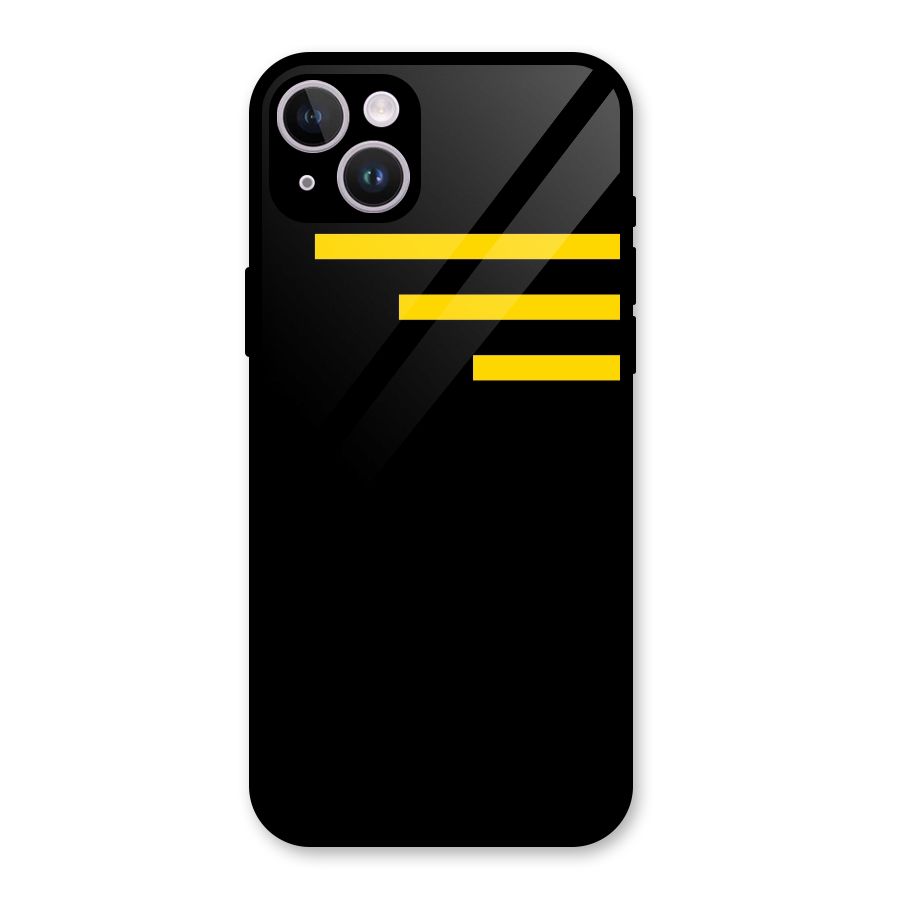 Sports Yellow Stripes Glass Back Case for iPhone 14 Plus