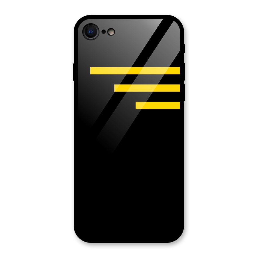 Sports Yellow Stripes Glass Back Case for iPhone SE 2022