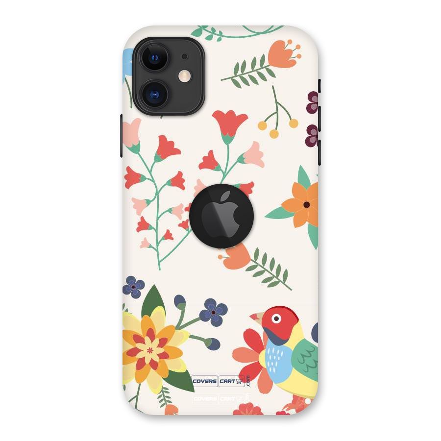 Spring Flowers Back Case for iPhone 11 Logo Cut