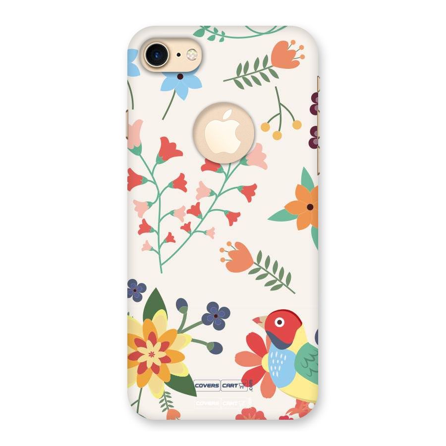 Spring Flowers Back Case for iPhone 7 Logo Cut