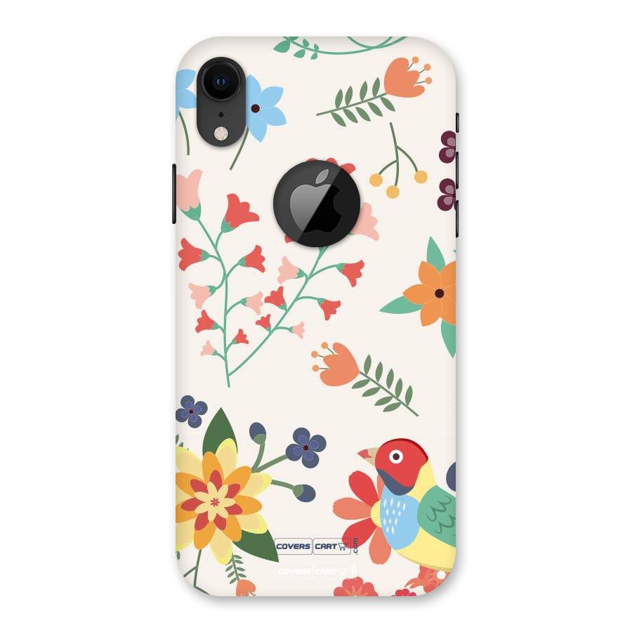 Spring Flowers Back Case for iPhone XR Logo Cut