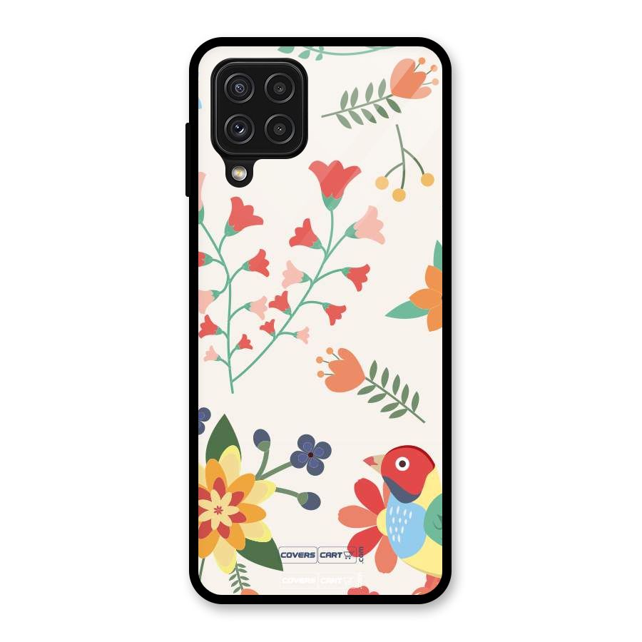 Spring Flowers Glass Back Case for Galaxy A22 4G