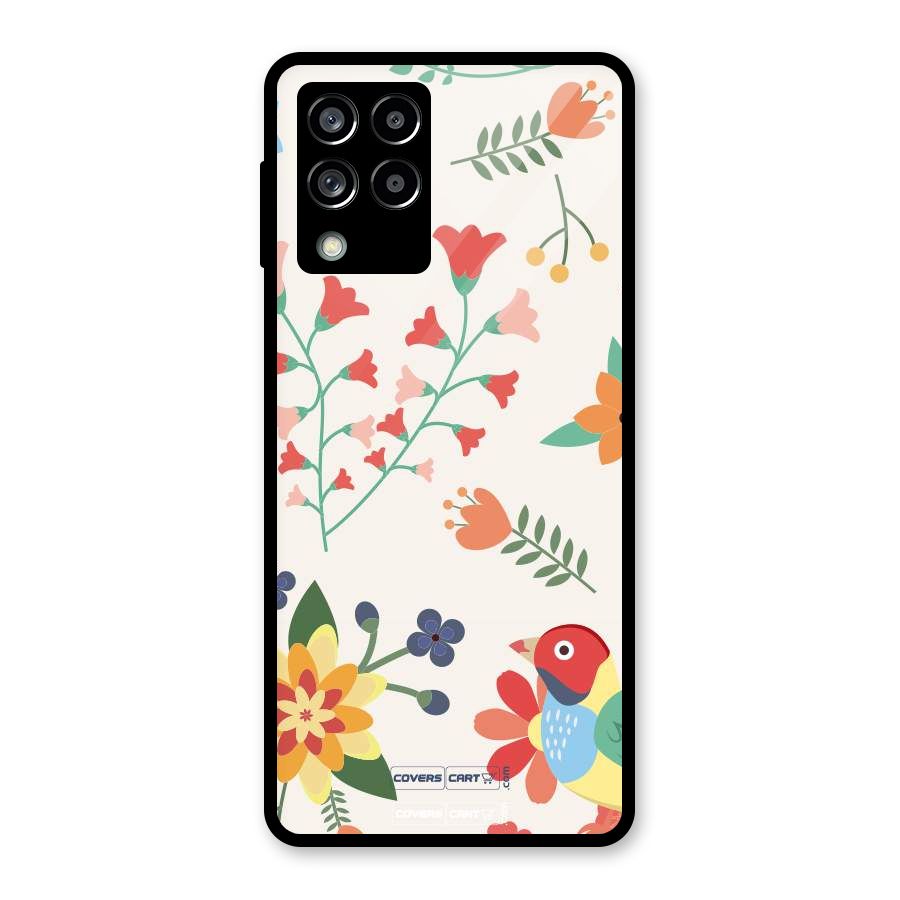 Spring Flowers Glass Back Case for Galaxy M53 5G