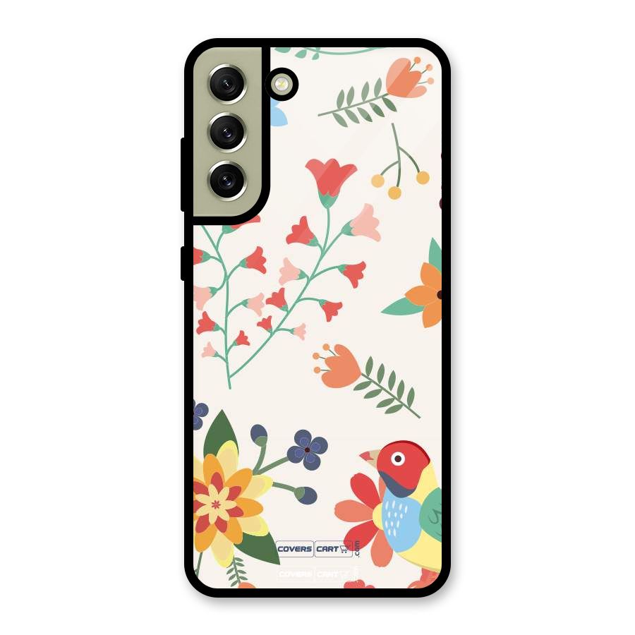 Spring Flowers Glass Back Case for Galaxy S21 FE 5G