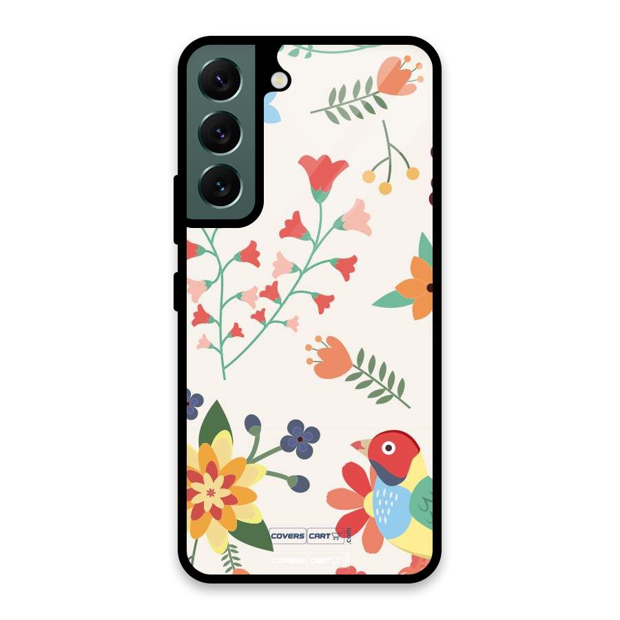 Spring Flowers Glass Back Case for Galaxy S22 5G