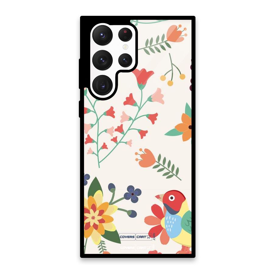 Spring Flowers Glass Back Case for Galaxy S22 Ultra 5G
