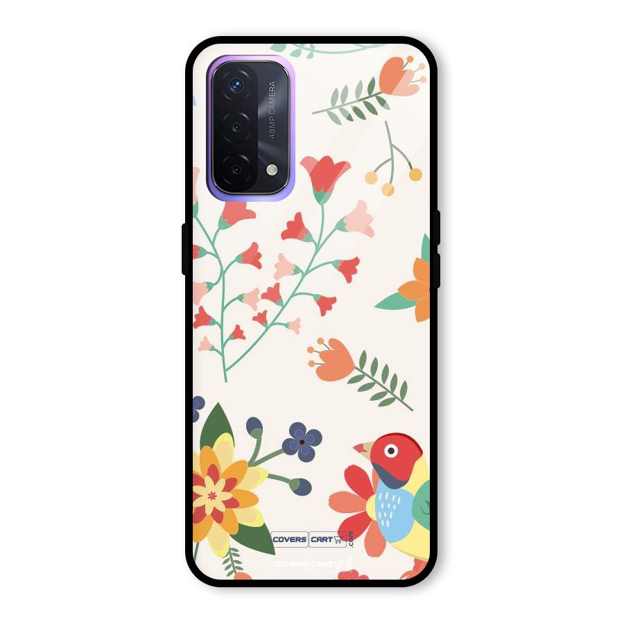 Spring Flowers Glass Back Case for Oppo A74 5G