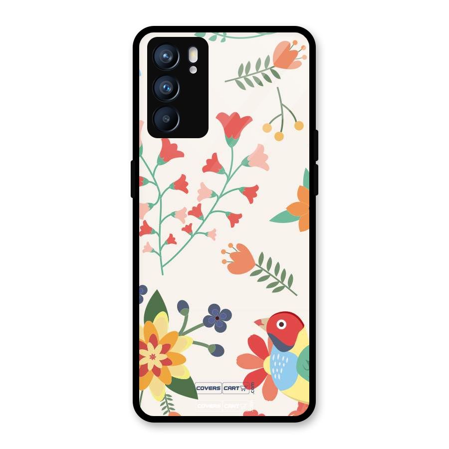 Spring Flowers Glass Back Case for Oppo Reno6 5G