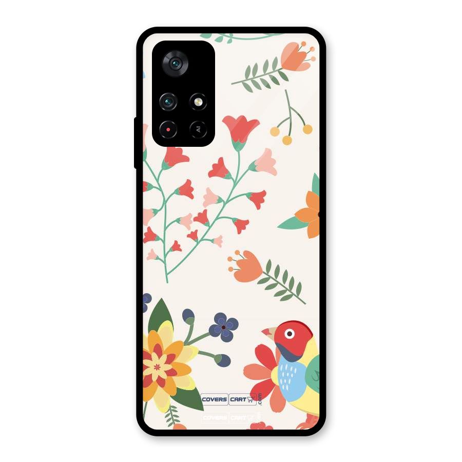 Spring Flowers Glass Back Case for Poco M4 Pro 5G