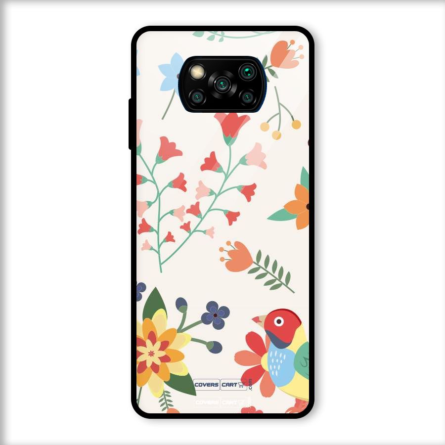 Spring Flowers Glass Back Case for Poco X3