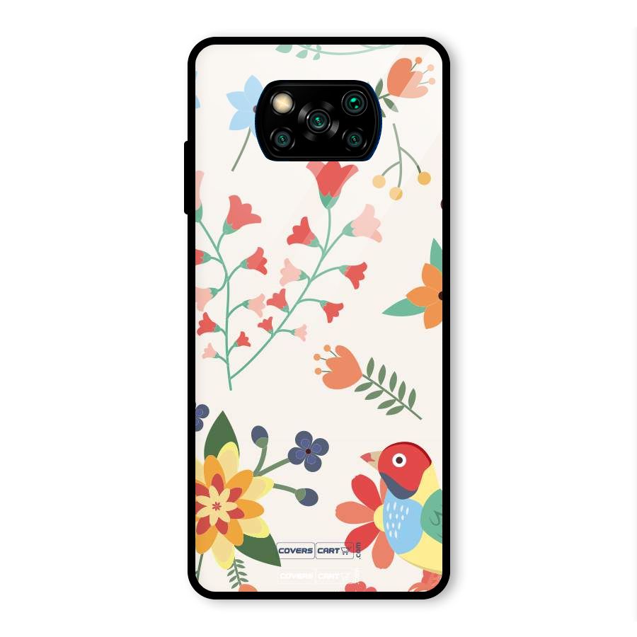 Spring Flowers Glass Back Case for Poco X3 Pro